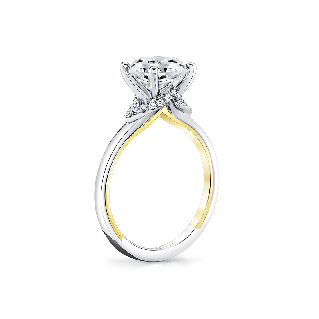 Iconelle Diamond Shell Tip Collar Two Tone Engagement Ring - Yvonne