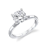 Iconelle Flush Set Diamond Trios Two Tone Engagement Ring - Zelda