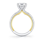 Iconelle Flush Set Diamond Trios Two Tone Engagement Ring - Zelda