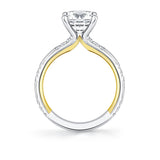 Iconelle Flush Set Diamond Trios Two Tone Engagement Ring - Zelda