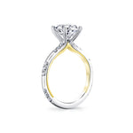 Iconelle Flush Set Diamond Trios Two Tone Engagement Ring - Zelda