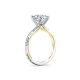 Iconelle Flush Set Diamond Trios Two Tone Engagement Ring - Zelda