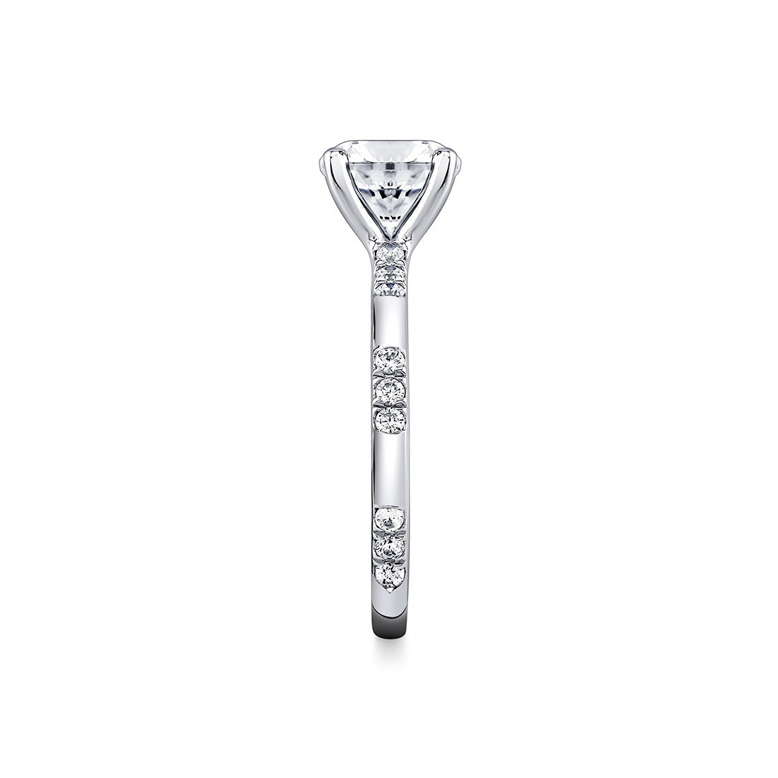 Iconelle Flush Set Diamond Trios Two Tone Engagement Ring - Zelda