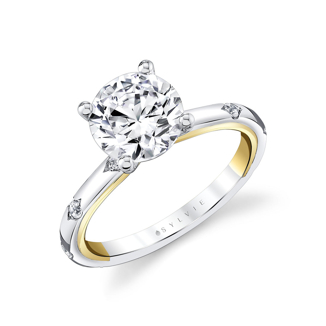 Iconelle Two Tone Shell Flush Set Engagement Ring - Anya