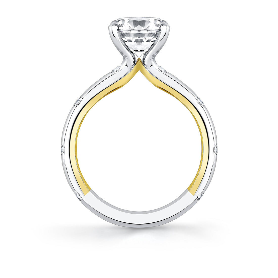 Iconelle Two Tone Shell Flush Set Engagement Ring - Anya