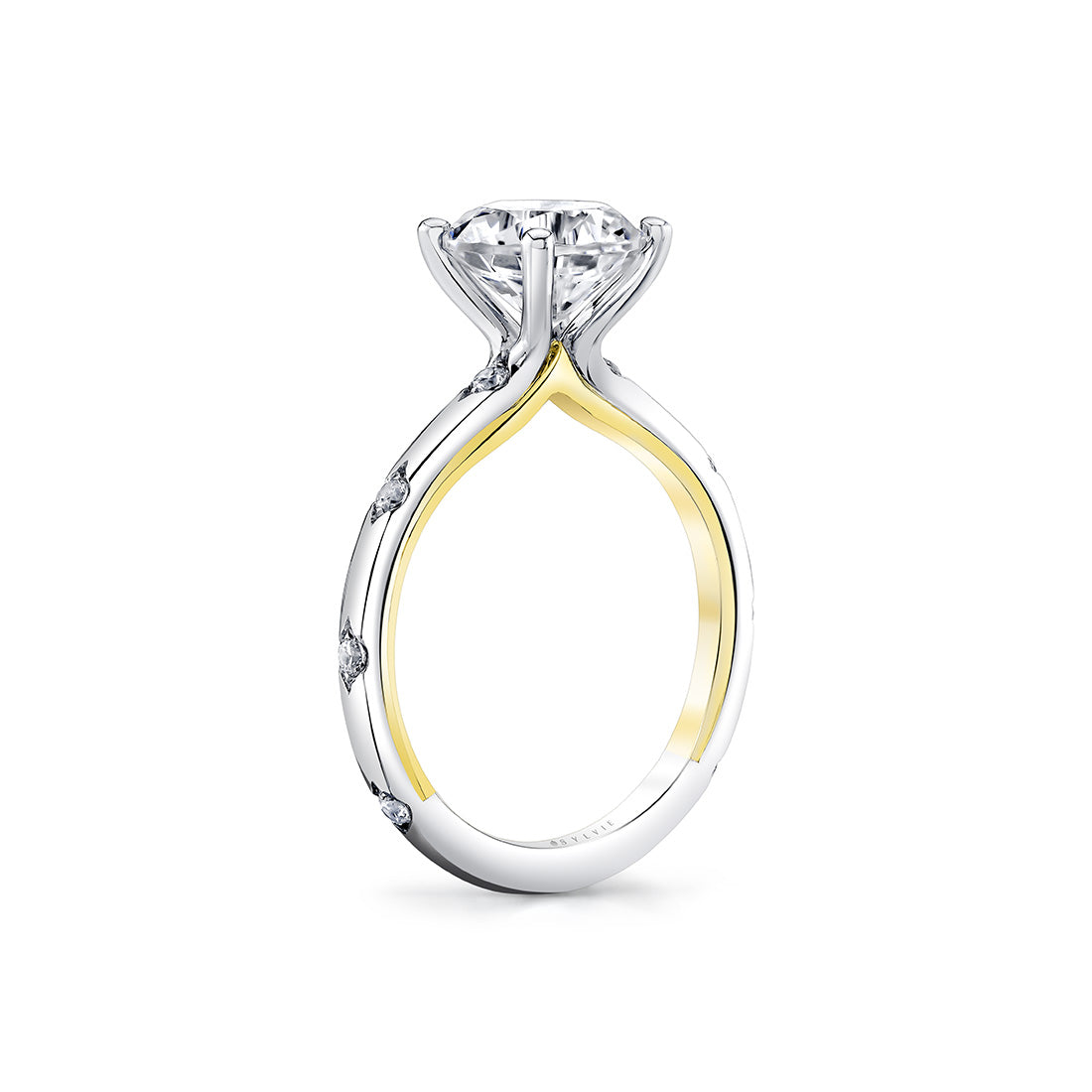Iconelle Two Tone Shell Flush Set Engagement Ring - Anya