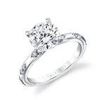 Iconelle Flush Set Shell Tip Diamond Duos Two Tone Engagement Ring - Indie