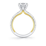Iconelle Flush Set Shell Tip Diamond Duos Two Tone Engagement Ring - Indie