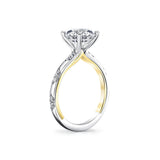 Iconelle Flush Set Shell Tip Diamond Duos Two Tone Engagement Ring - Indie