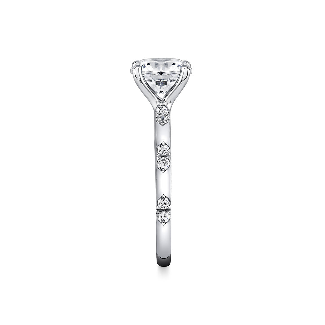 Iconelle Flush Set Shell Tip Diamond Duos Two Tone Engagement Ring - Indie
