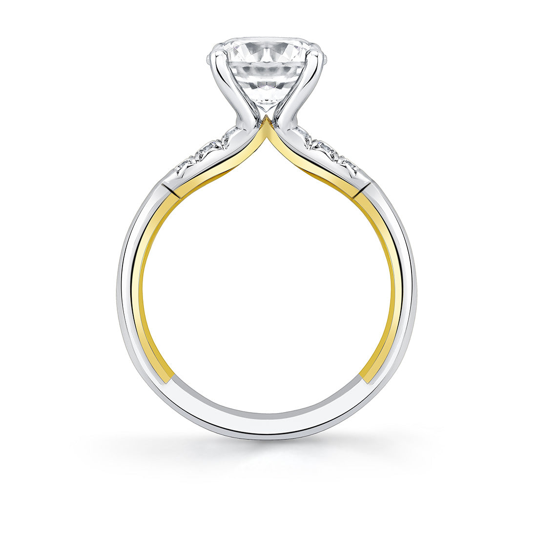 Iconelle Quarterway Pinch Two Tone Engagement Ring - Corinne