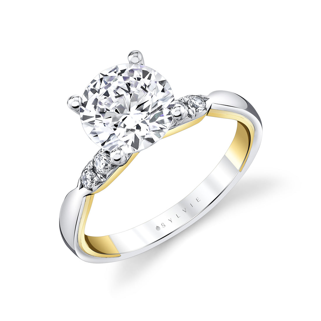Iconelle Quarterway Pinch Two Tone Engagement Ring - Corinne