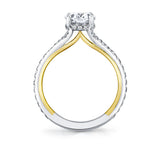 Iconelle Two Tone Shell Taper Hidden Halo Engagement Ring - Whitney