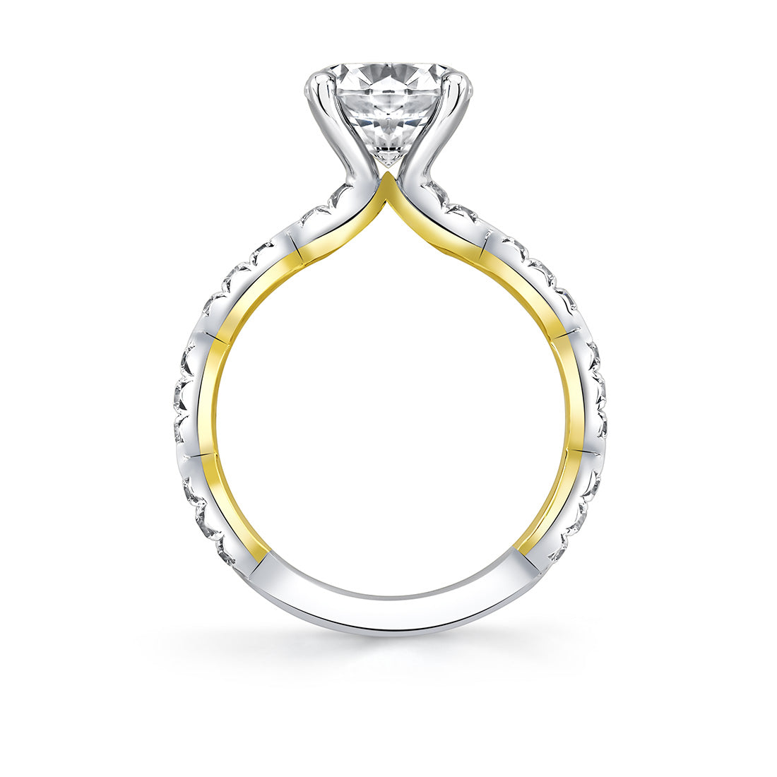 Iconelle Two Tone Pinched Engagement Ring - Josephine