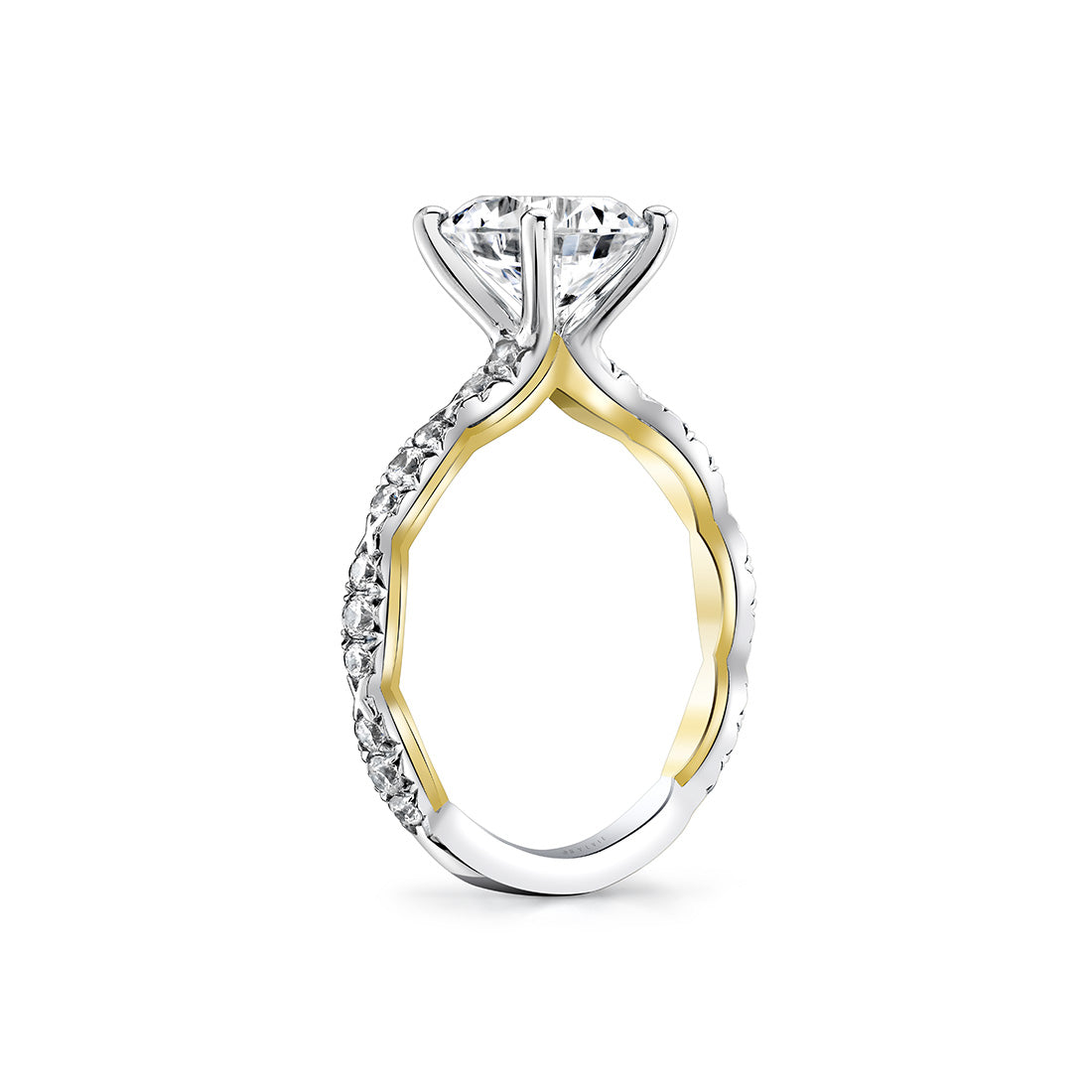 Iconelle Two Tone Pinched Engagement Ring - Josephine