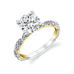 Iconelle Two Tone Pinched Engagement Ring - Josephine
