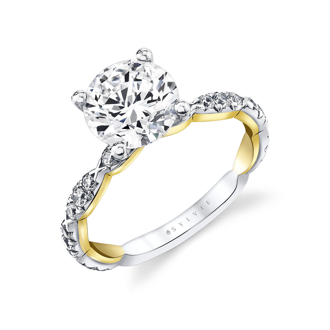 Iconelle Two Tone Pinched Engagement Ring - Josephine