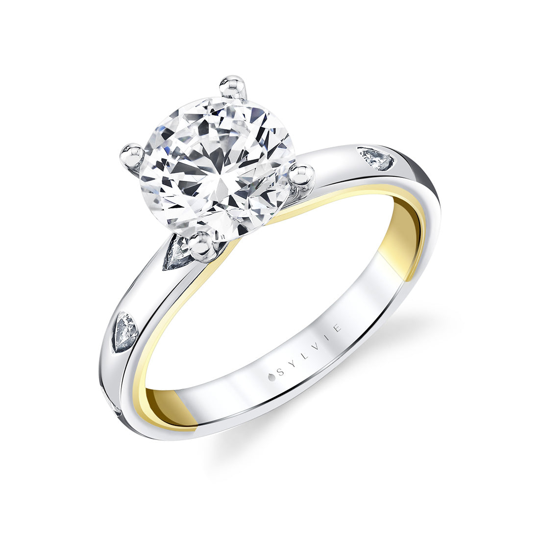 Iconelle Two Tone Flush Set Pear Engagement Ring - Drew