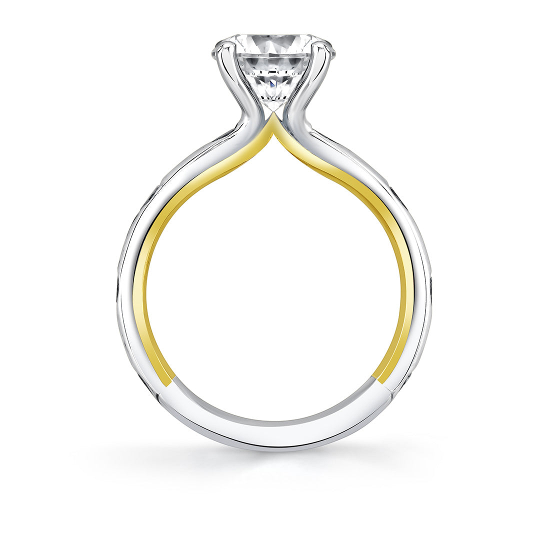 Iconelle Two Tone Flush Set Pear Engagement Ring - Drew