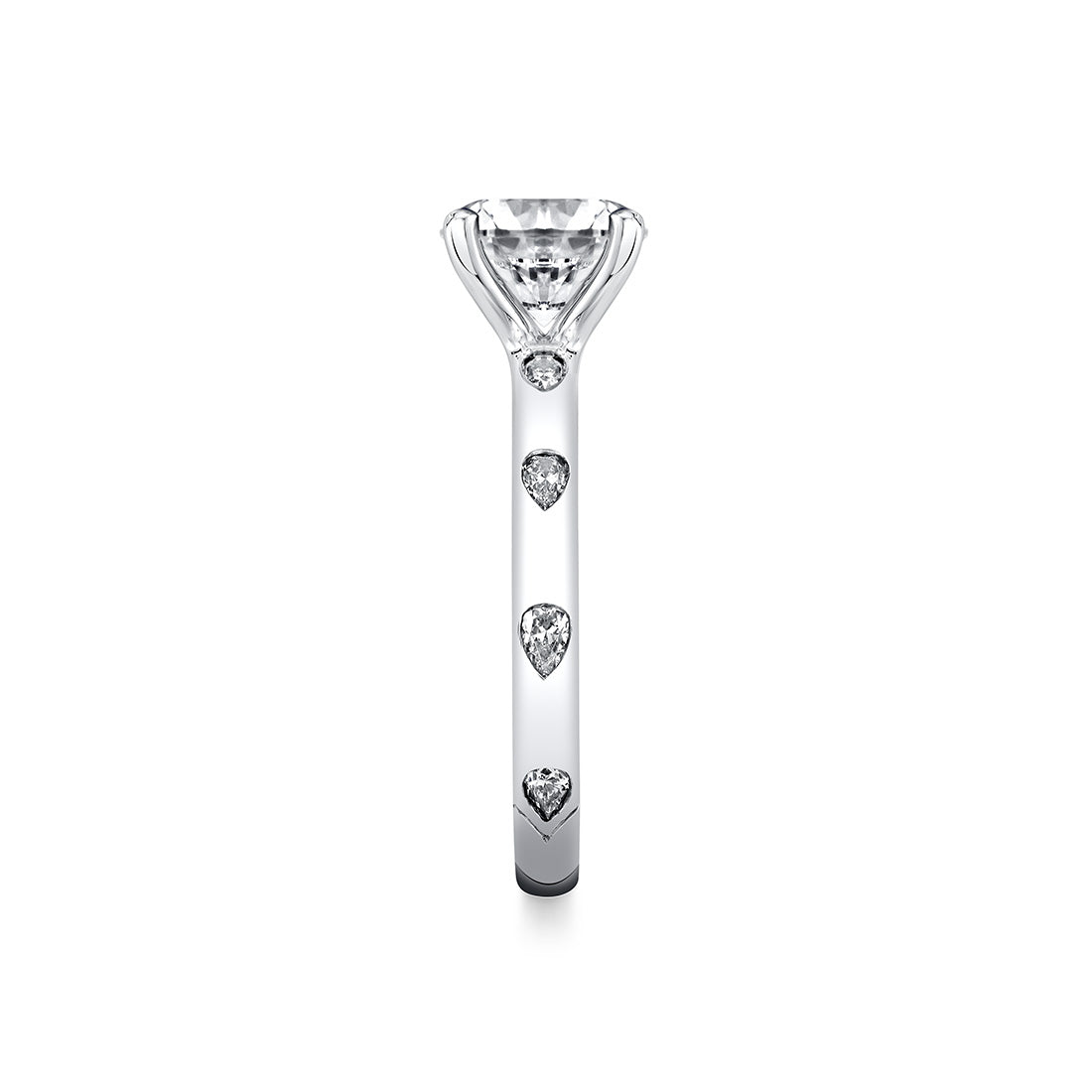 Iconelle Two Tone Flush Set Pear Engagement Ring - Drew