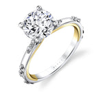 Iconelle Prong Set Diamond Duos Two Tone Engagement Ring - Birdie