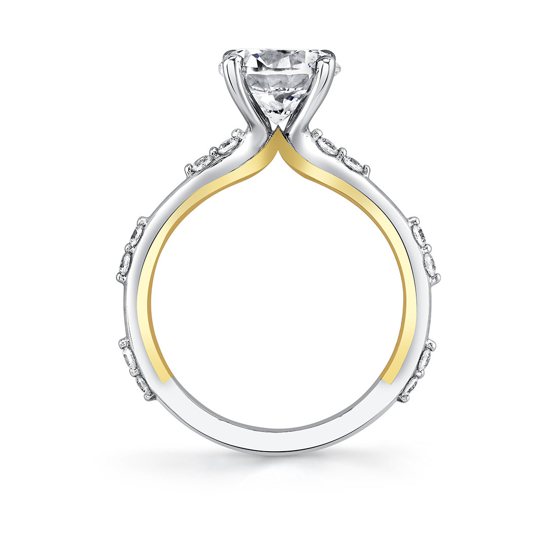 Iconelle Prong Set Diamond Duos Two Tone Engagement Ring - Birdie