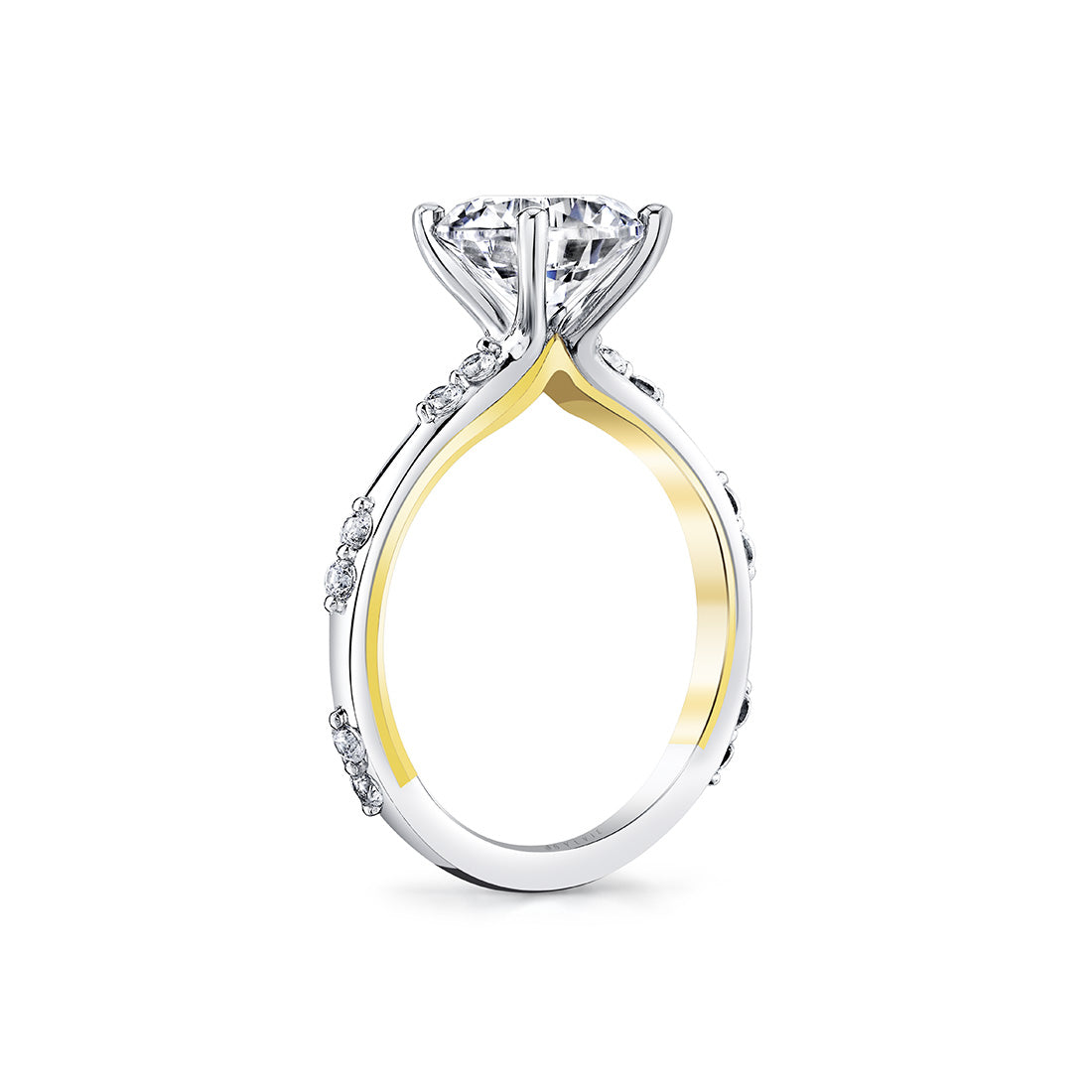 Iconelle Prong Set Diamond Duos Two Tone Engagement Ring - Birdie