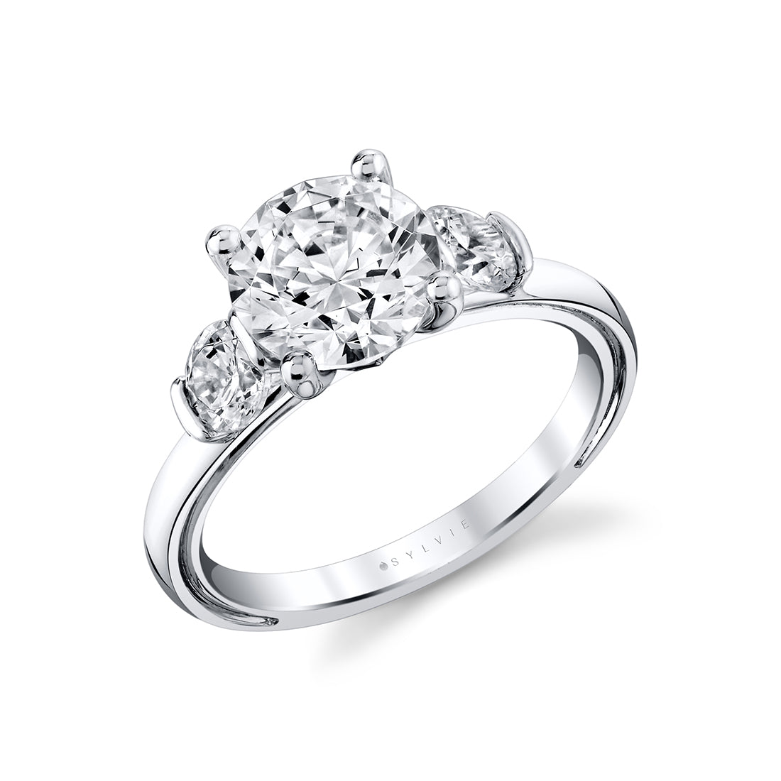 Iconelle Round Three Stone Engagement Ring - Verity