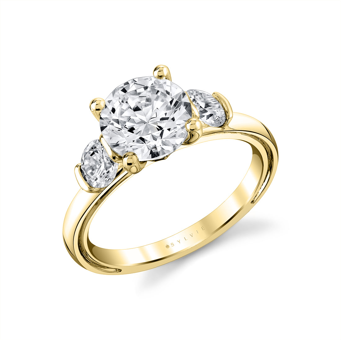 Iconelle Round Three Stone Engagement Ring - Verity