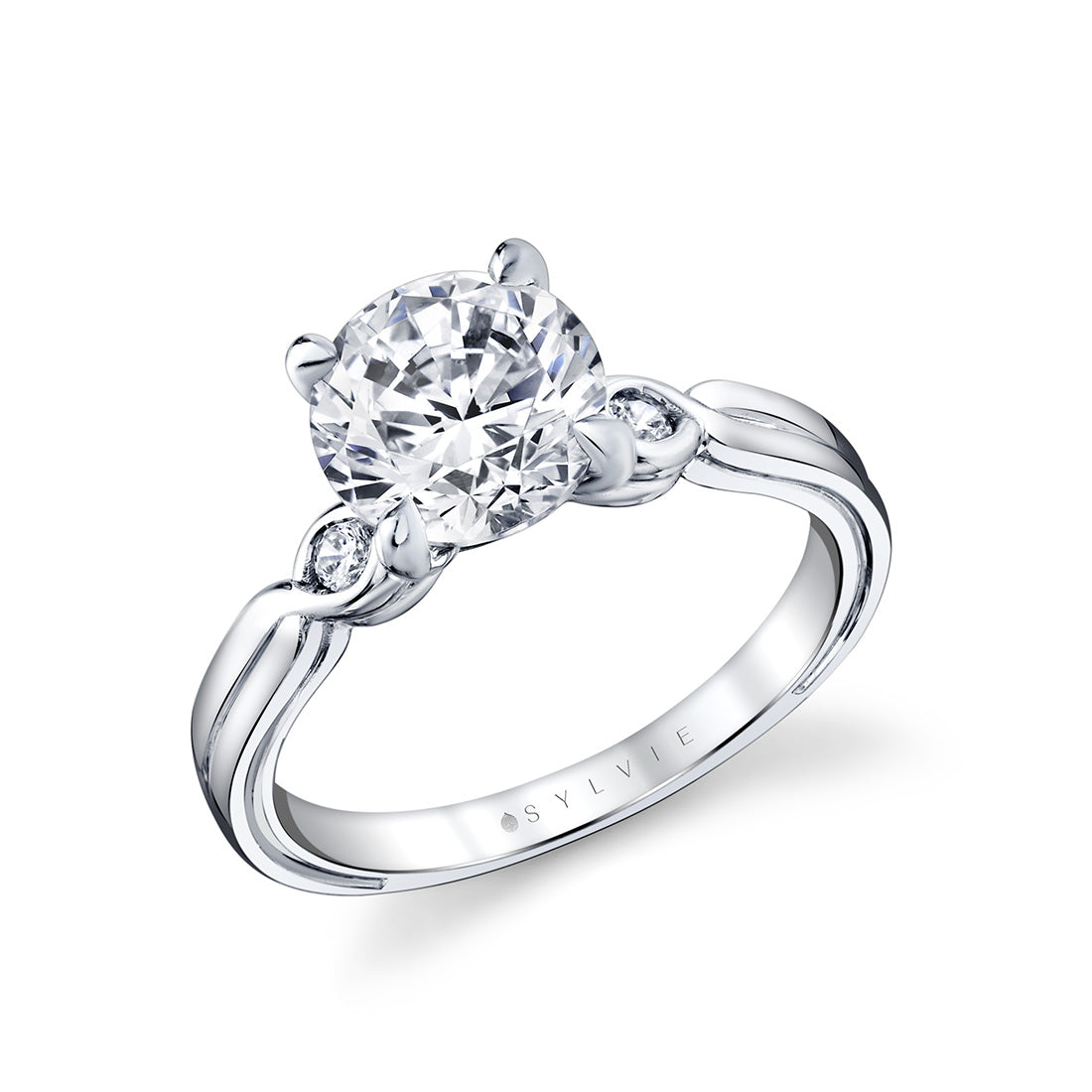 Iconelle Shell Tip Pinch Bezel Three Stone Engagement Ring - Isolde