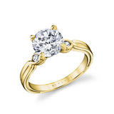 Iconelle Shell Tip Pinch Bezel Three Stone Engagement Ring - Isolde