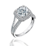 Annabelle - Split Shank Engagement Ring with Halo