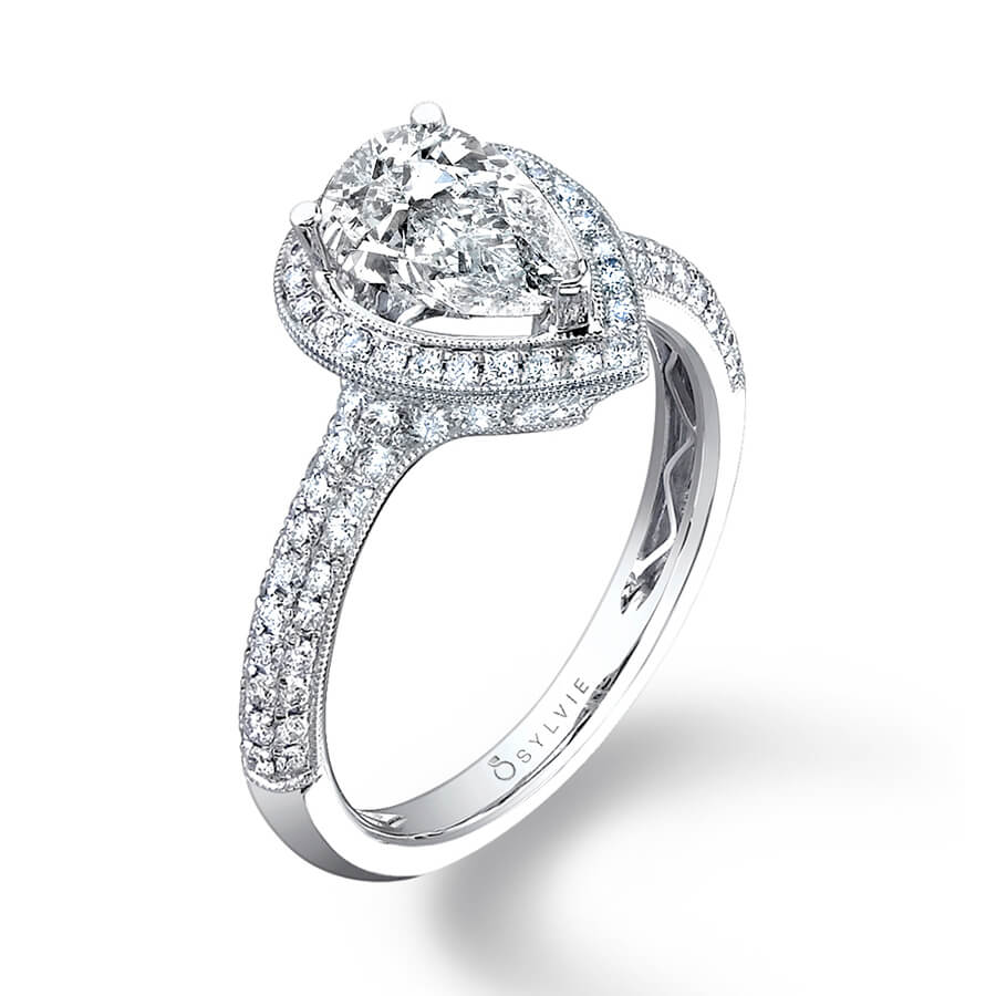 Astride - Pear Shaped Engagement Ring with Halo