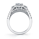 Paris - Three Stone Engagement Ring with Halo