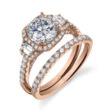 Paris - Three Stone Engagement Ring with Halo