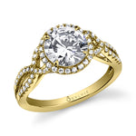 Jocelina - Spiral Engagement Ring with Halo