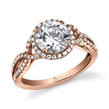 Jocelina - Spiral Engagement Ring with Halo