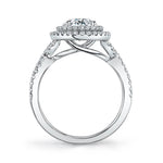 Double Halo Split Shank Engagement Ring