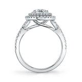 Double Halo Split Shank Engagement Ring