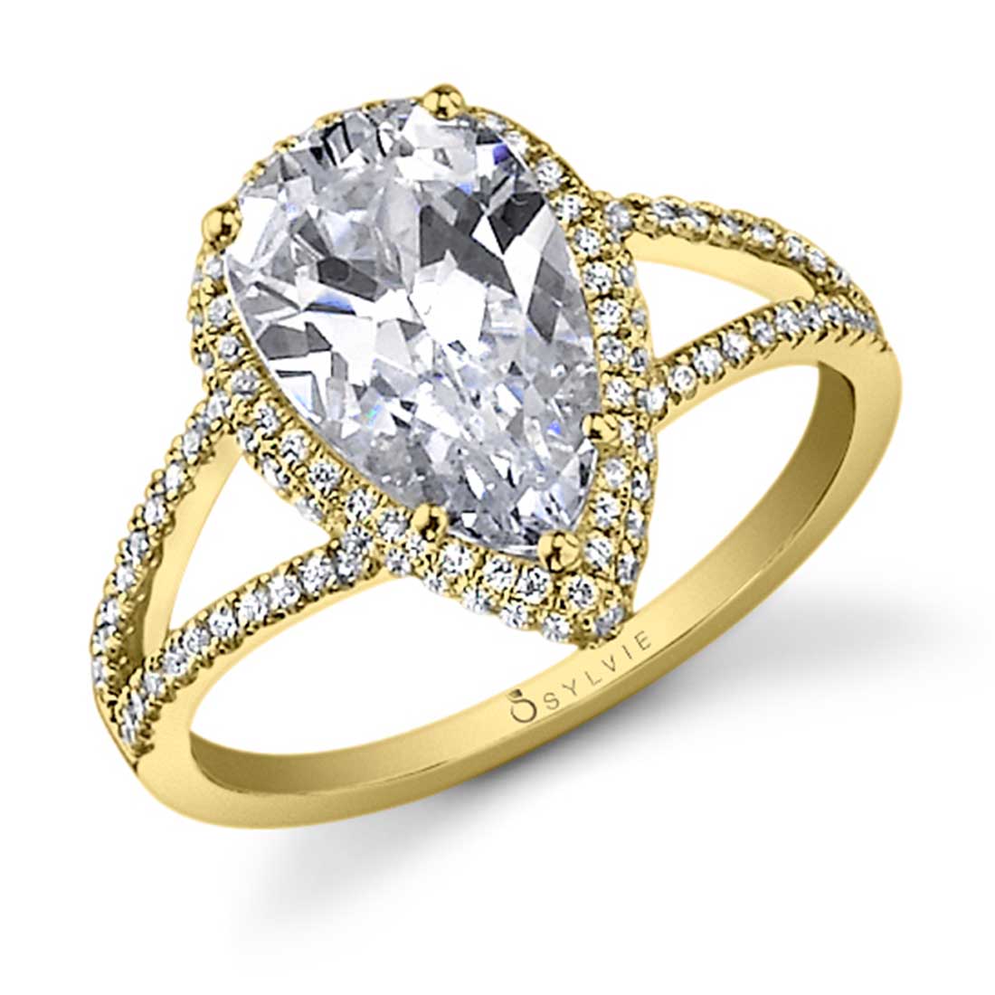 Clarinda - Pear Shaped Engagement Ring with Split Shank