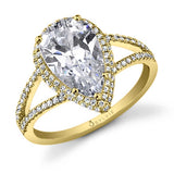 Clarinda - Pear Shaped Engagement Ring with Split Shank