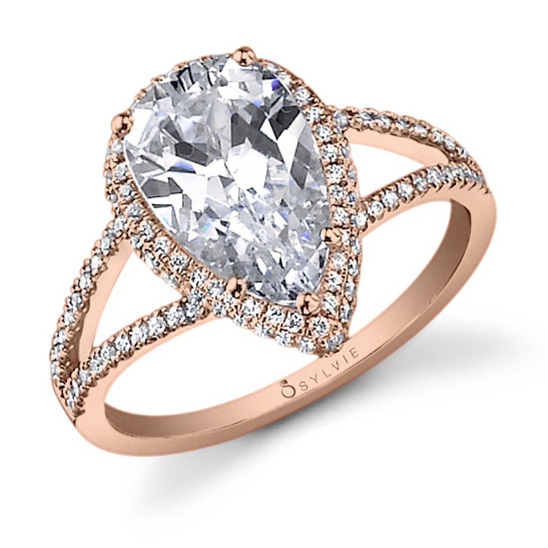 Clarinda - Pear Shaped Engagement Ring with Split Shank