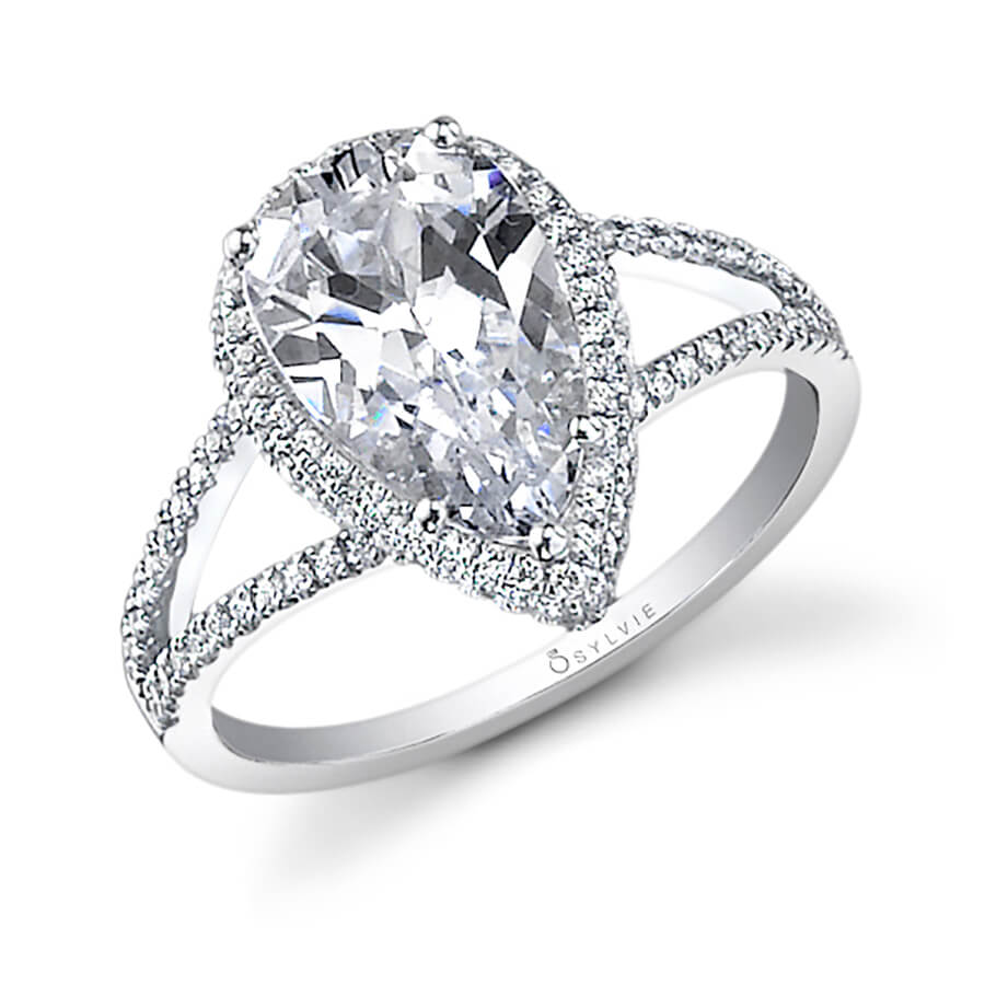 Clarinda - Pear Shaped Engagement Ring with Split Shank