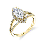 Clarinda - Marquise Shaped Engagement Ring with Split Shank
