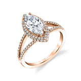 Clarinda - Marquise Shaped Engagement Ring with Split Shank