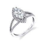 Clarinda - Marquise Shaped Engagement Ring with Split Shank