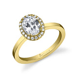 Bernadine - Modern Oval Engagement Ring with Halo