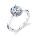 Bernadine - Modern Oval Engagement Ring with Halo