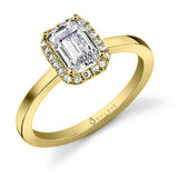 Bernadine - Emerald Cut Engagement Ring with Halo
