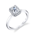Bernadine - Emerald Cut Engagement Ring with Halo